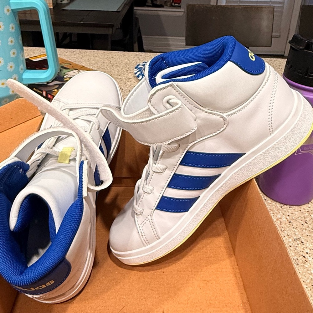 Adidas White and Blue High-Tops